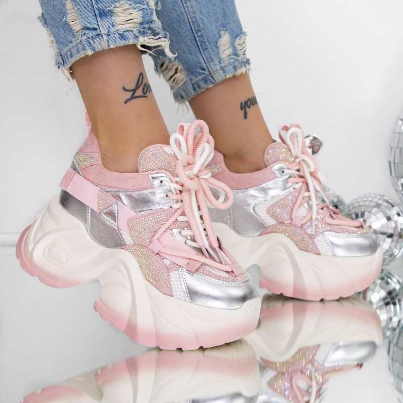 Dámske topánky na platforme 3SJN56 Ružová | Mei