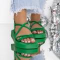 Dámske sandále na nízkom podpätku 3HXS55 Tmavo zelená | Mei
