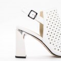 Dámske sandále na hrubom podpätku K596-80 Biely | Advancer