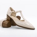 Dámske sandále na hrubom podpätku K6052-5680 Krémovej farby | Advancer