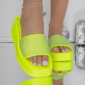 Dámske papuče s platformou 3WL257 Fluorescenčná žltá | Mei