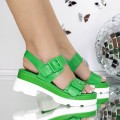 Dámske sandále na podpätku 3LE51 Zelená | Mei