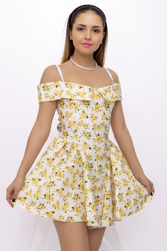 Dámske šaty 123061 Biely-Žltá | Fashion