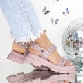 Dámske sandále na platforme 3LN3 Tmavo ružová | Mei