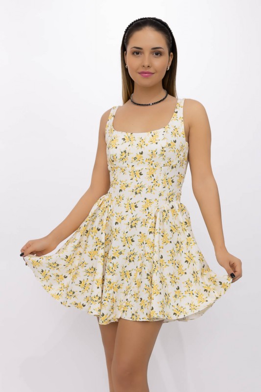 Dámske šaty 1097-92 Biely-Žltá | Fashion