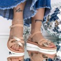 Dámske sandále na nízkom podpätku 3GZ29 Farba pleti-Ružová | Mei