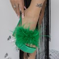 Dámske papuče s tenkým opätkom 3NE7 Zelená | Mei