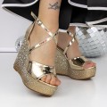 Dámske sandále na platforme 3HXS77 Zlatý | Mei
