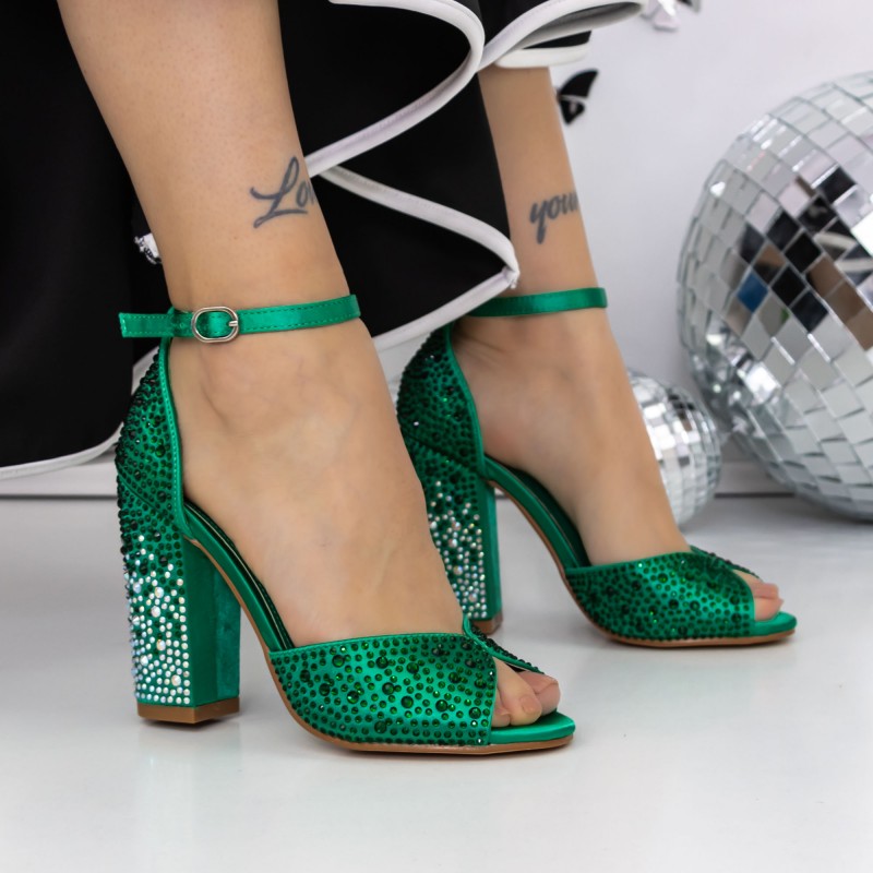 Dámske sandále na podpätku 3XKK151 Zelená | Mei