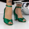 Dámske sandále na podpätku 3XKK151 Zelená | Mei