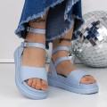 Dámske sandále na nízkom podpätku 3HXS56 Modrá | Mei
