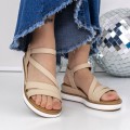 Dámske sandále na nízkom podpätku 3GZ57 Béžová | Mei