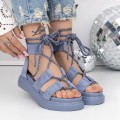 Dámske sandále na nízkom podpätku 3HXS57 Džínsové modré | Mei