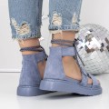 Dámske sandále na nízkom podpätku 3HXS57 Džínsové modré | Mei