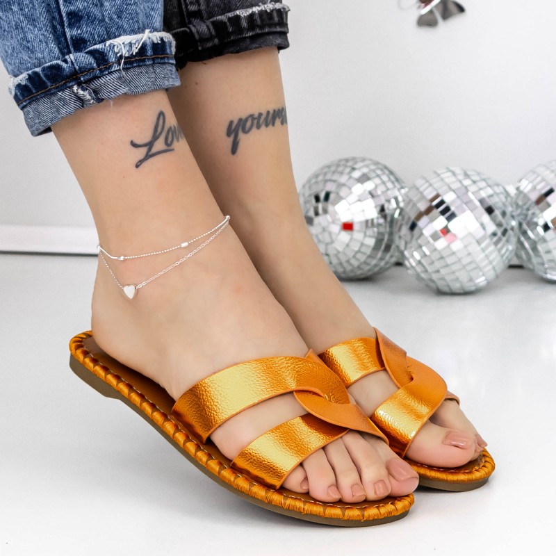 Dámske papuče s nízkou podrážkou 3BL2 Oranžová | Mei