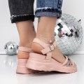 Dámske sandále na platforme 3H19 Ružová | Mei