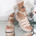 Dámske sandále na nízkom podpätku 3LE60 Béžová | Mei