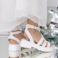Dámske sandále na nízkom podpätku 3LE60 Biely | Mei