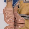 Dámske sandále na nízkom podpätku 3AW282 Ružová | Mei