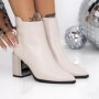 Botine cu Toc Gros 3AD7 BEIGE | MEI