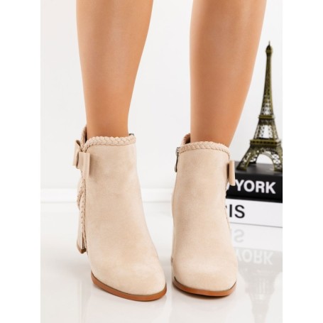 Botine cu Toc Gros 3AXKK192 BEIGE | MEI