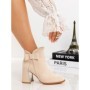 Botine cu Toc Gros 3AXKK192 BEIGE | MEI