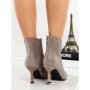 Botine cu Toc Subtire 3AGZ115 KHAKI | MEI