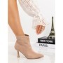 Botine cu Toc Subtire 3AGZ116 BEIGE | MEI