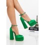 Pantofi cu Toc gros si Platforma TOT-136 GREEN | L. DAY