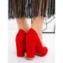 Pantofi cu Toc Gros 668-5 RED | MULANKA