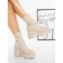 Ghete Dama cu Platforma Y2017 BEIGE | MIA SHOES