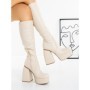 Cizme Dama cu Toc si Platforma Z5100 BEIGE | MIA SHOES