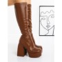 Cizme Dama cu Toc si Platforma Z5100 BROWN | MIA SHOES