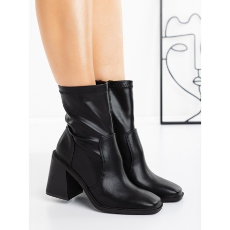 Botine cu Toc Gros 23168-1 BLACK | MIA SHOES