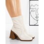 Botine cu Toc Gros 23168-1 WHITE | MIA SHOES