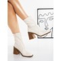 Botine cu Toc Gros 23168-1 WHITE | MIA SHOES