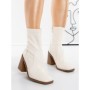 Botine cu Toc Gros 23168-1 WHITE | MIA SHOES