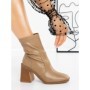 Botine cu Toc Gros 23168-1 TAUPE | MIA SHOES