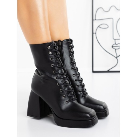 Botine cu Toc Gros T2955 BLACK | MIA SHOES