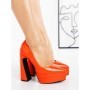 Pantofi cu Toc gros si Platforma LD-1163 ORANGE | L.DAY