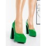 Pantofi cu Toc gros si Platforma LD-1163 GREEN | L.DAY