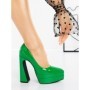 Pantofi cu Toc gros si Platforma LD-1163 GREEN | L.DAY