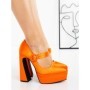 Pantofi cu Toc gros si Platforma LD-1162 ORANGE | L.DAY