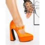 Pantofi cu Toc gros si Platforma LD-1162 ORANGE | L.DAY