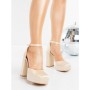 Pantofi cu Toc gros si Platforma K698 BEIGE | ABLOOM