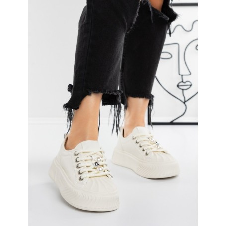 Pantofi Sport Dama cu Platforma 2096 WHITE | MEI