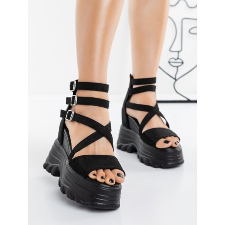 Sandale Dama cu Platforma 3AL108 BLACK | MEI