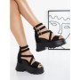 Sandale Dama cu Platforma 3AL108 BLACK | MEI