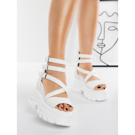 Sandale Dama cu Platforma 3AL108 WHITE | MEI