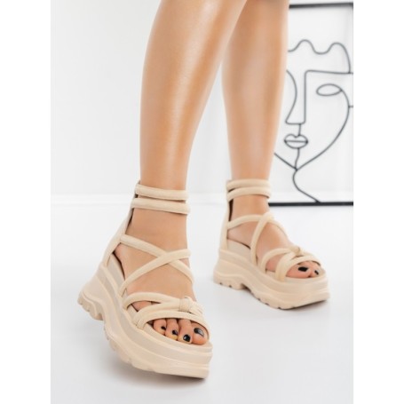 Sandale Dama cu Platforma 5WL27 BEIGE | MEI